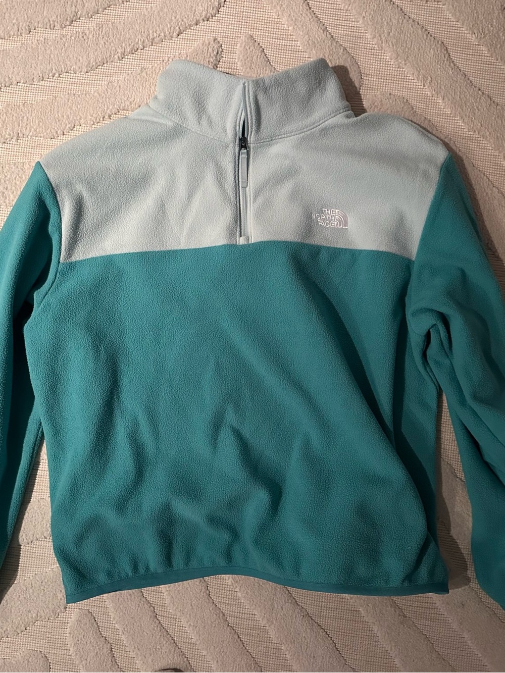 The North Face Two-Tone Teal & Light Blue Half-Zip Fleece Sweater